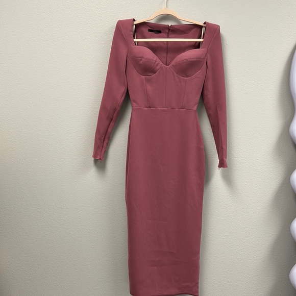 Strong-Shoulder Bustier Stretch Crepe - Picture 5 of 12